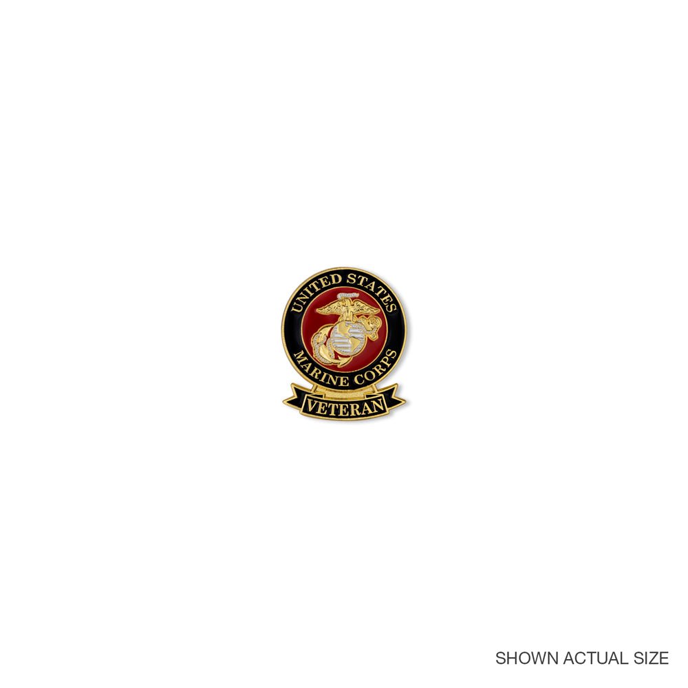 1-1/8 x 7/16 Inch U.S. Marine Veteran Lapel Pin-Brooches & Lapel Pins-Lapel Pin Corner