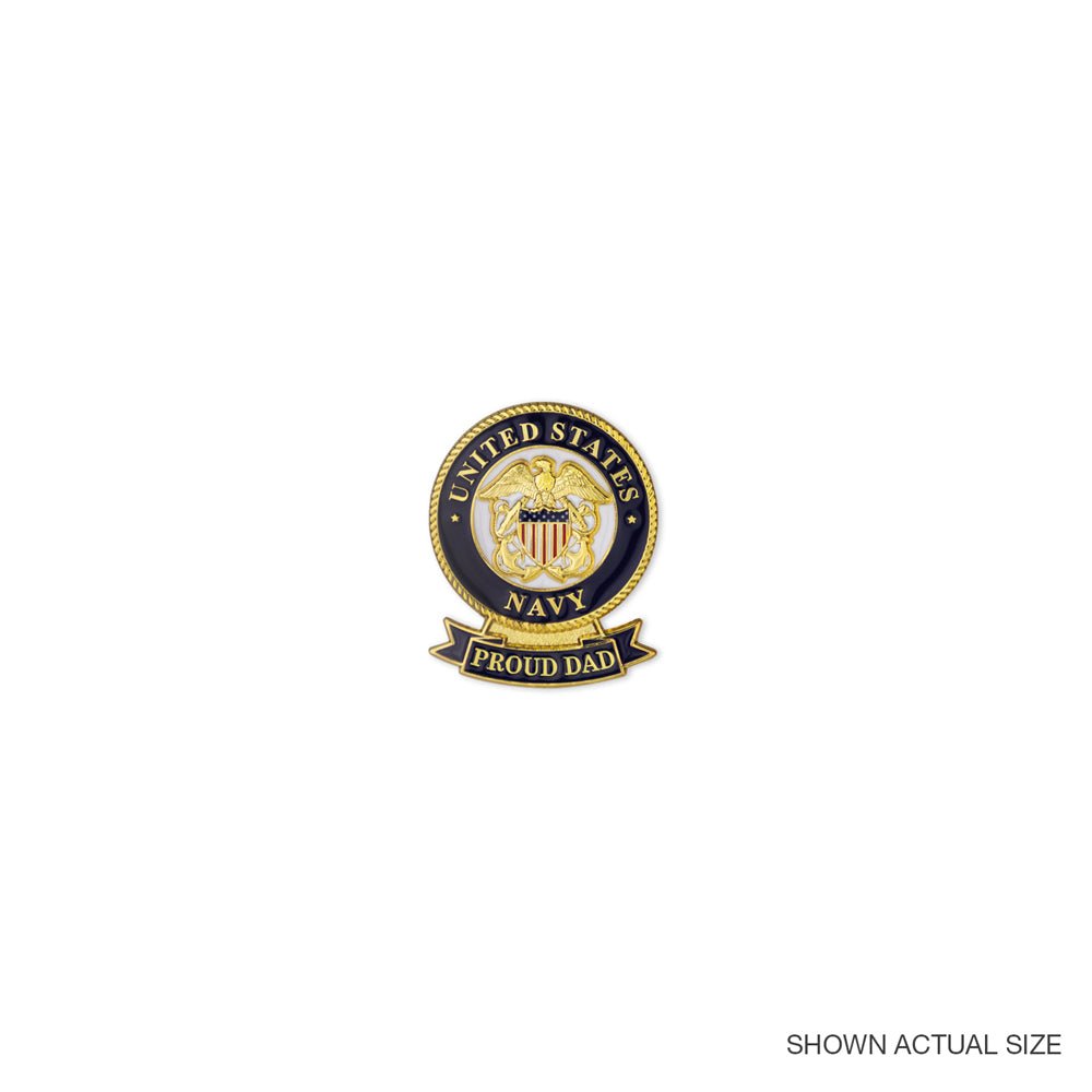 1-1/8 x 7/16 Inch U.S. Navy "Proud Dad" Lapel Pin-Brooches & Lapel Pins-Lapel Pin Corner