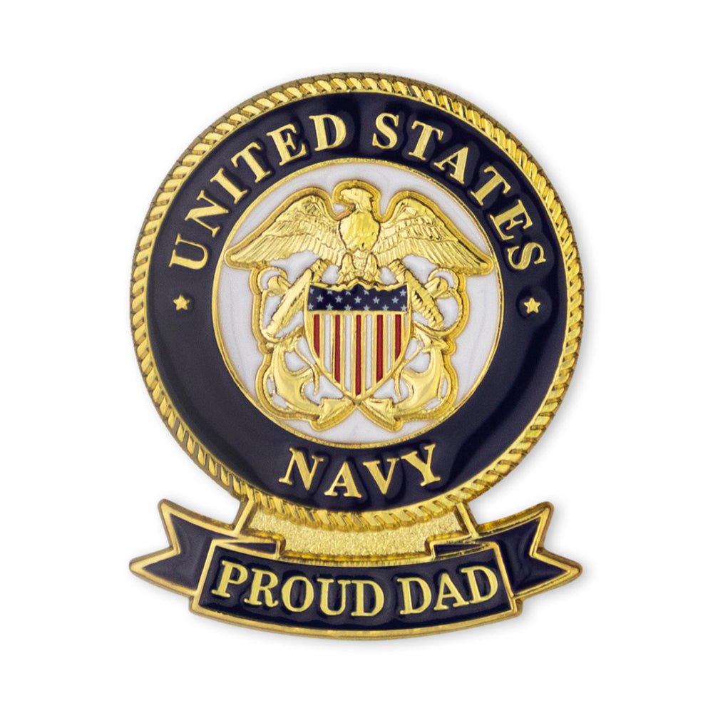 1-1/8 x 7/16 Inch U.S. Navy "Proud Dad" Lapel Pin-Brooches & Lapel Pins-Lapel Pin Corner