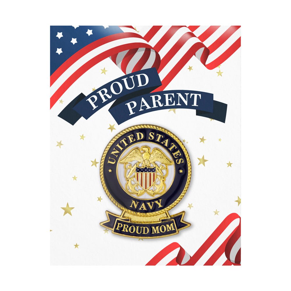 1-1/8 x 7/16 Inch U.S. Navy "Proud Mom" Lapel Pin-Brooches & Lapel Pins-Lapel Pin Corner