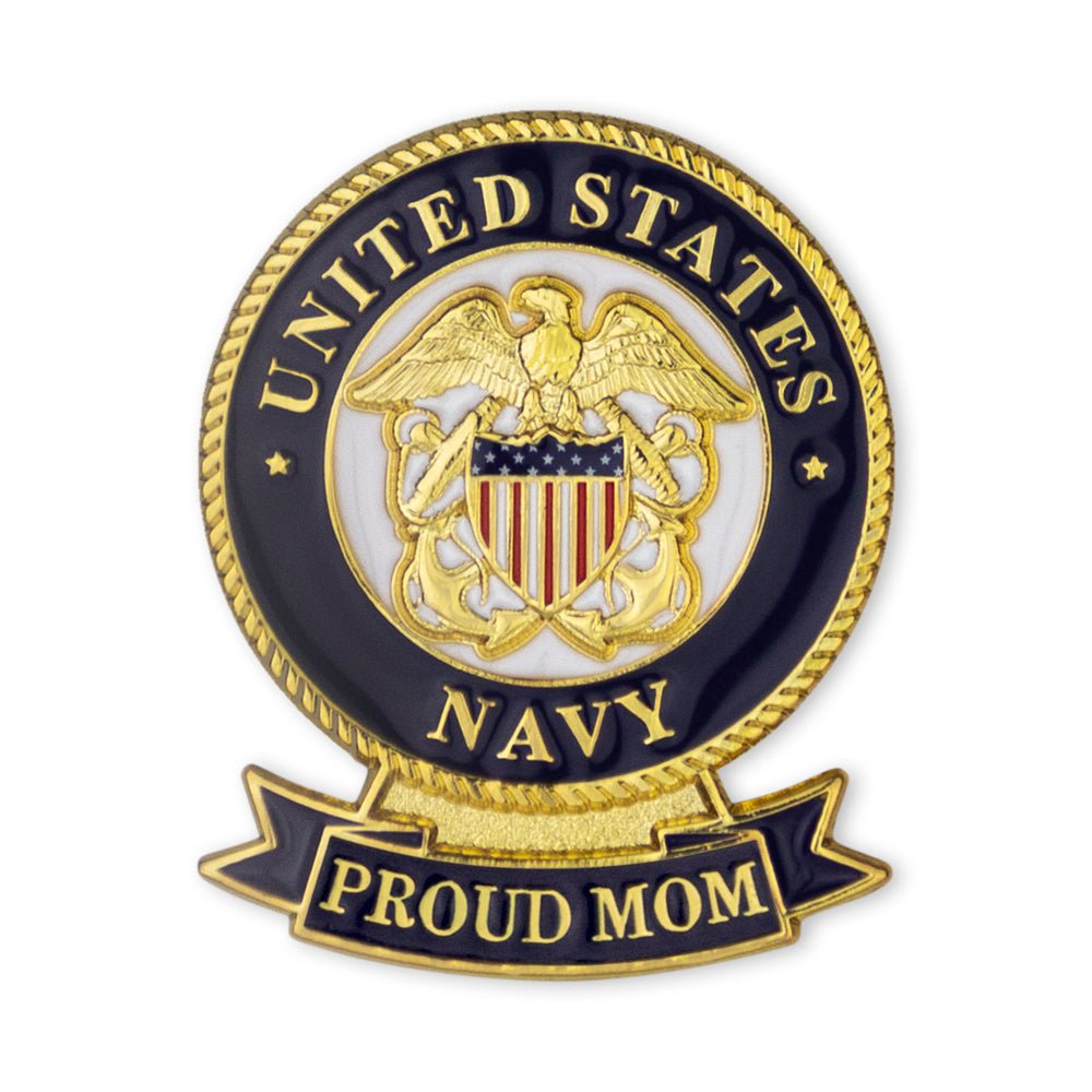 1-1/8 x 7/16 Inch U.S. Navy "Proud Mom" Lapel Pin-Brooches & Lapel Pins-Lapel Pin Corner