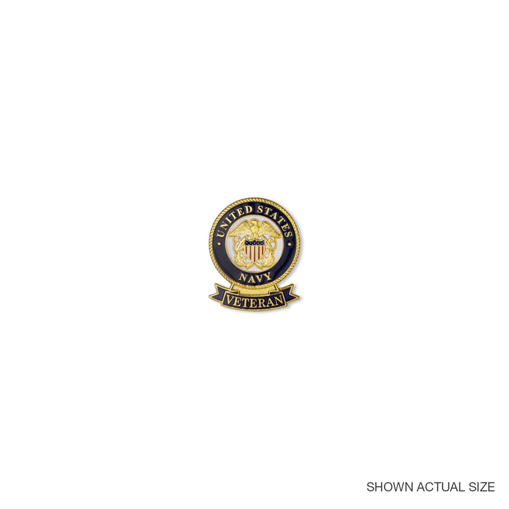 1-1/8 x 7/16 Inch U.S. Navy Veteran Lapel Pin-Brooches & Lapel Pins-Lapel Pin Corner