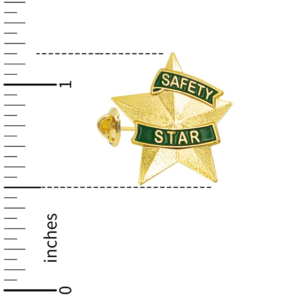 1-3/16 Inch 3D Safety Star Lapel Pin-Brooches & Lapel Pins-Lapel Pin Corner