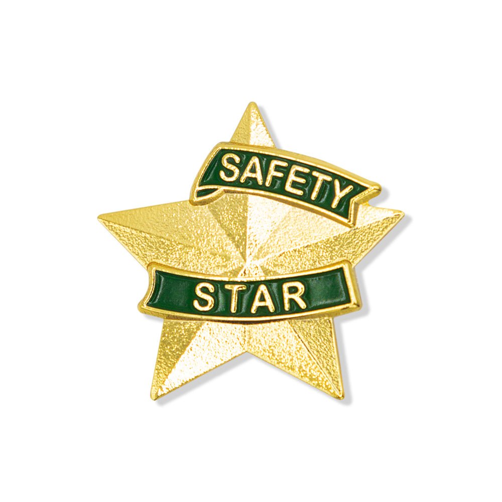 1-3/16 Inch 3D Safety Star Lapel Pin-Brooches & Lapel Pins-Lapel Pin Corner