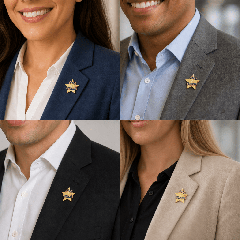 1-3/16 Inch 3D Risk Management Star Lapel Pin - Lapel Pin Corner