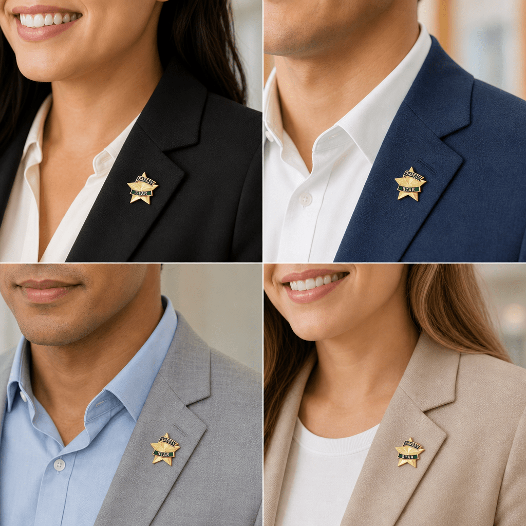 1-3/16 Inch 3D Safety Star Lapel Pin - Lapel Pin Corner