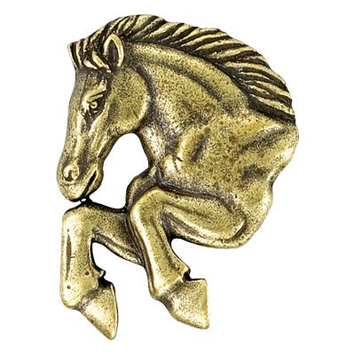 1-3/8 Inch Mustang Mascot Antique Brass Pin-Brooches & Lapel Pins-Lapel Pin Corner