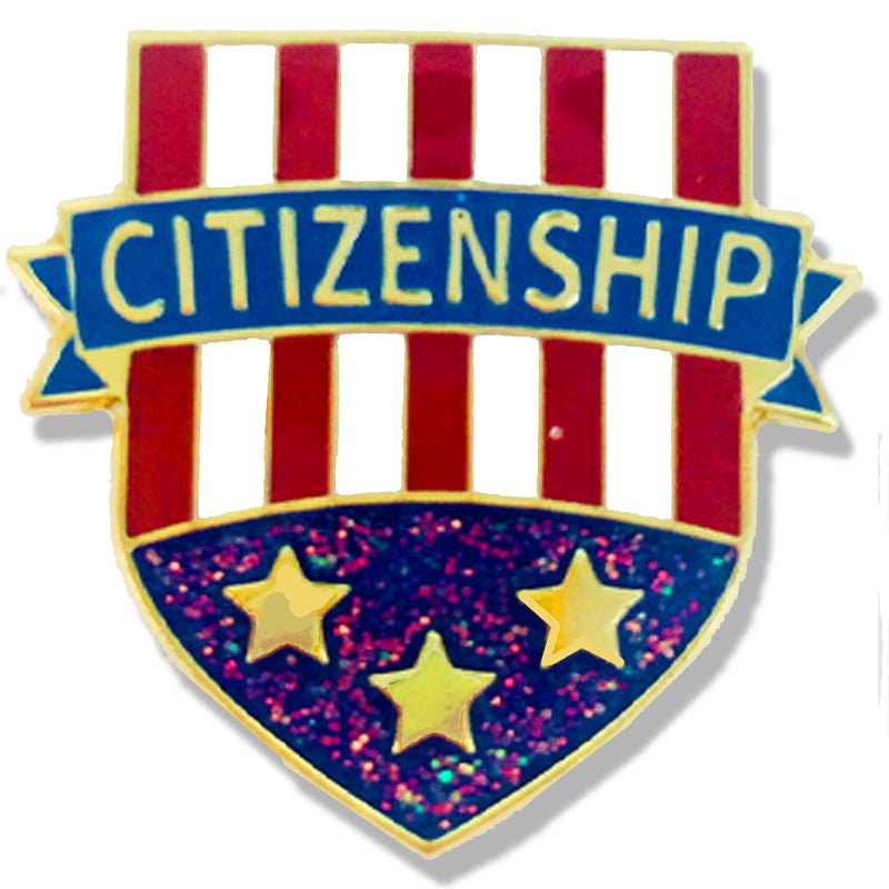 1 Inch Citizenship Enameled Lapel Pin-Brooches & Lapel Pins-Lapel Pin Corner