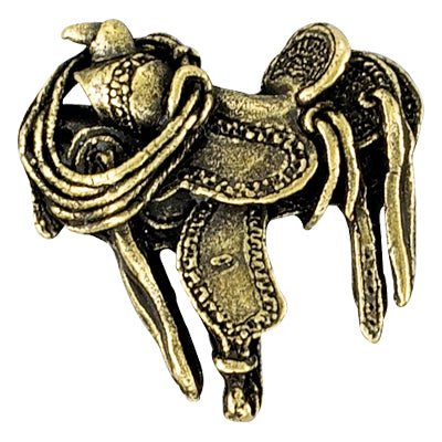 1 Inch Cowboy Saddle Mascot Antique Brass Pin-Brooches & Lapel Pins-Lapel Pin Corner