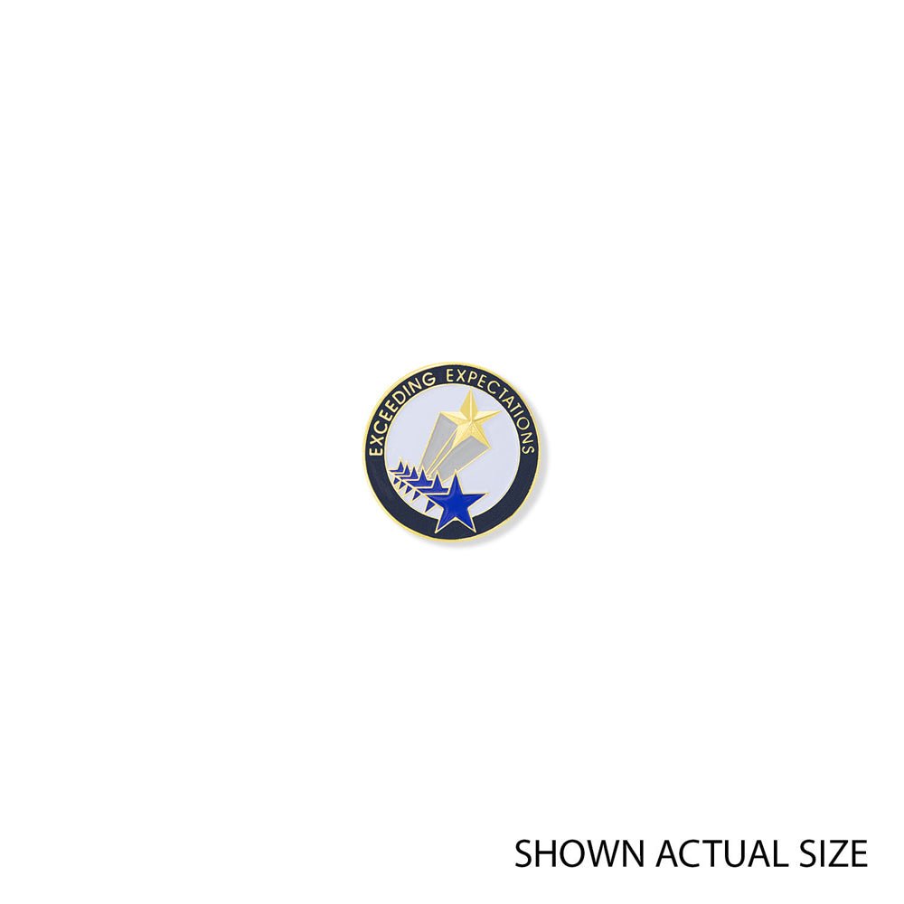 1 Inch Exceeding Expectations Lapel Pin-Brooches & Lapel Pins-Lapel Pin Corner