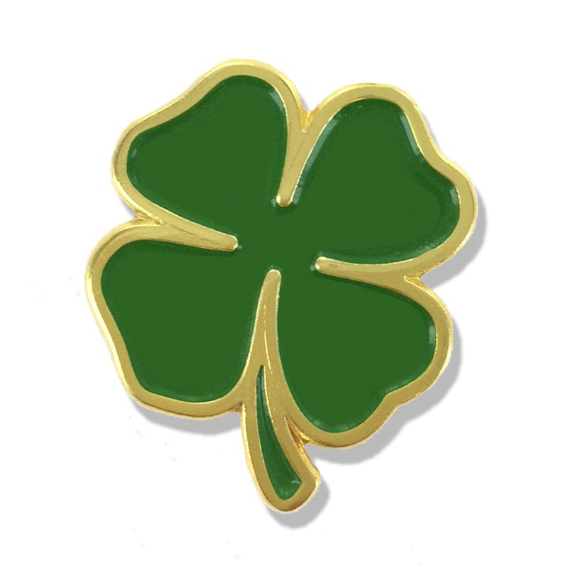 1 Inch Four Leaf Clover Enameled Lapel Pin-Brooches & Lapel Pins-Lapel Pin Corner