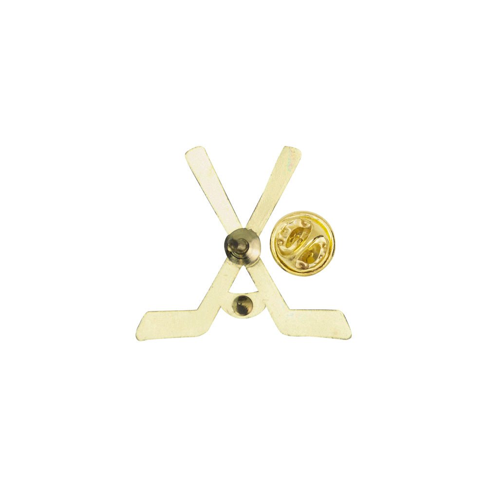 1 Inch Gold Cross Hockey Sticks Chenille Pin-Brooches & Lapel Pins-Lapel Pin Corner