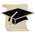 1 Inch Gold Scroll and Graduation Cap Enameled Lapel Pin - No Imprint or with Imprint-Brooches & Lapel Pins-Lapel Pin Corner