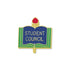 1 Inch Gold "Student Council" on Book with Torch Enameled Lapel Pin-Brooches & Lapel Pins-Lapel Pin Corner