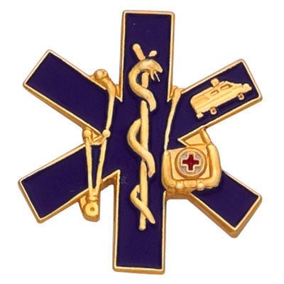 1 Inch Gold and Enameled E.M.S Paramedic Insignia Lapel Pin-Brooches & Lapel Pins-Lapel Pin Corner