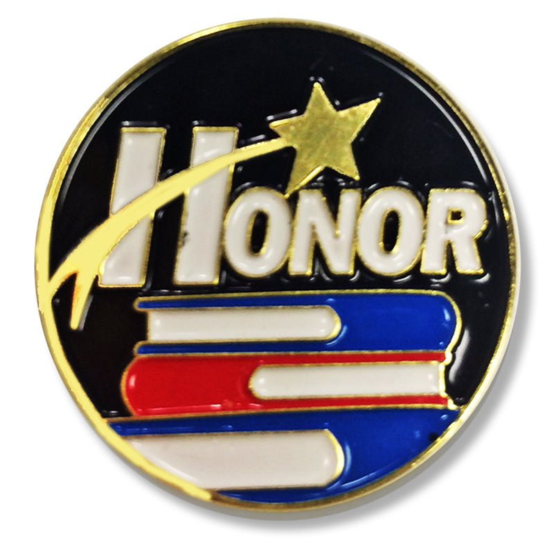 1 Inch Honor with Star Enameled Lapel Pin-Brooches & Lapel Pins-Lapel Pin Corner