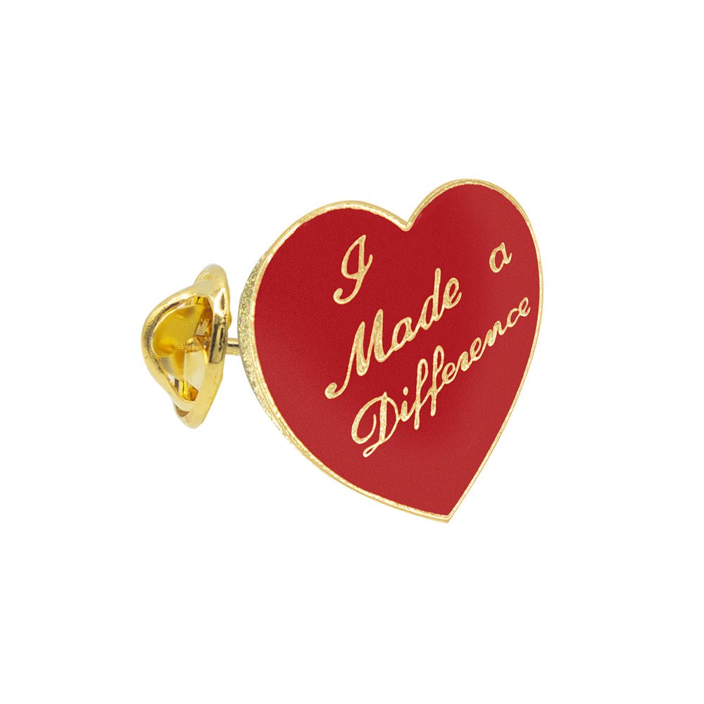 1 Inch I Made a Difference Enameled Heart Lapel Pin-Brooches & Lapel Pins-Lapel Pin Corner