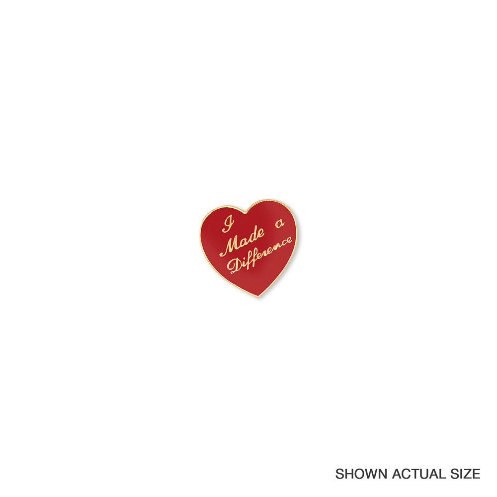 1 Inch I Made a Difference Enameled Heart Lapel Pin-Brooches & Lapel Pins-Lapel Pin Corner