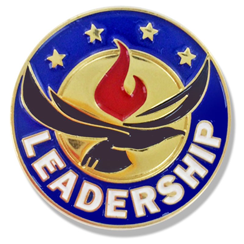 1 Inch Leadership with Stars Enameled Lapel Pin-Brooches & Lapel Pins-Lapel Pin Corner