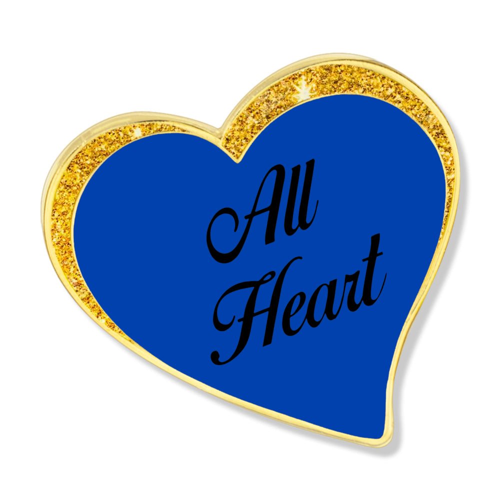 1 Inch Modern Sparkled Enameled Heart with Gold Border Lapel Pin-Customized Print-Brooches & Lapel Pins-Lapel Pin Corner