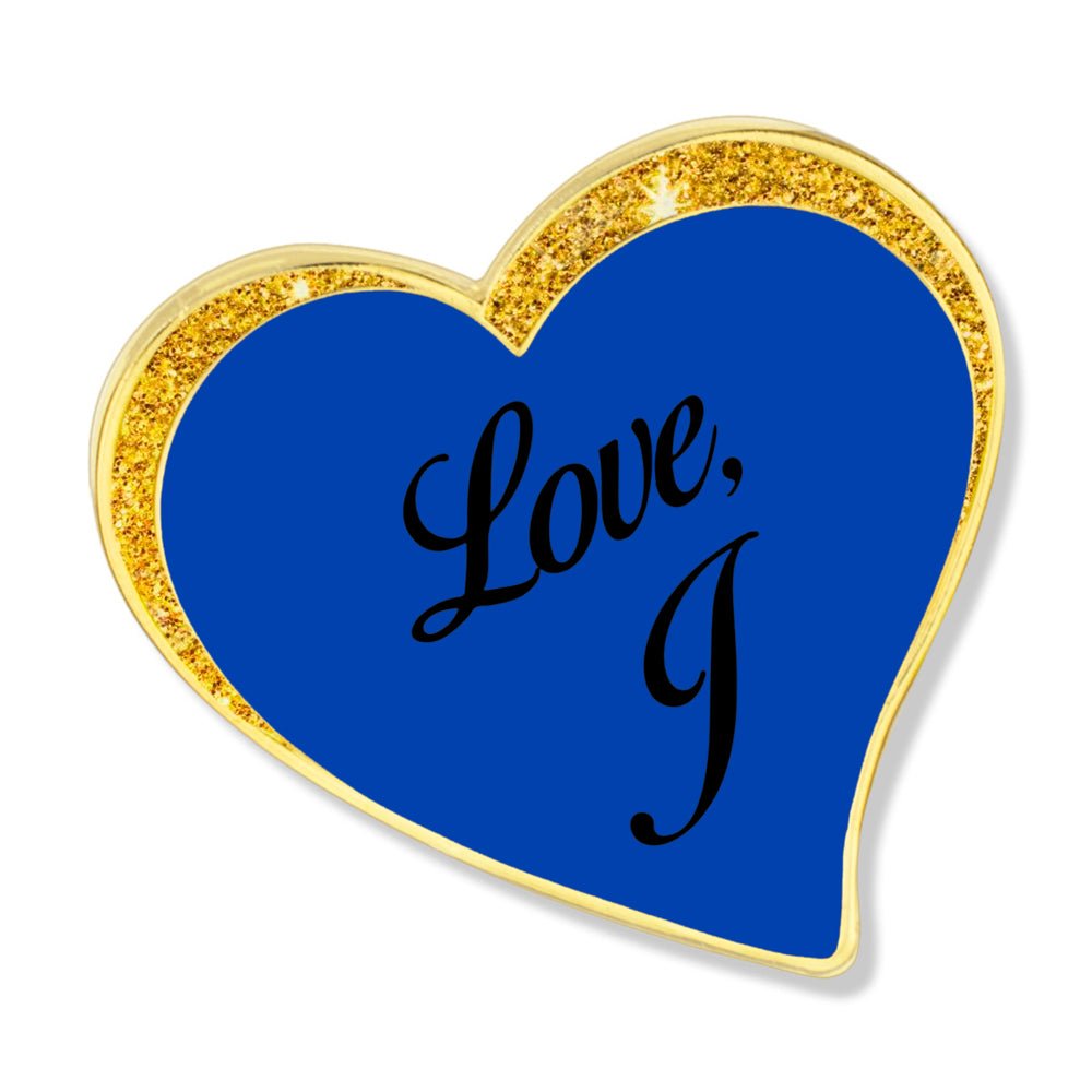 1 Inch Modern Sparkled Enameled Heart with Gold Border Lapel Pin-Customized Print-Brooches & Lapel Pins-Lapel Pin Corner