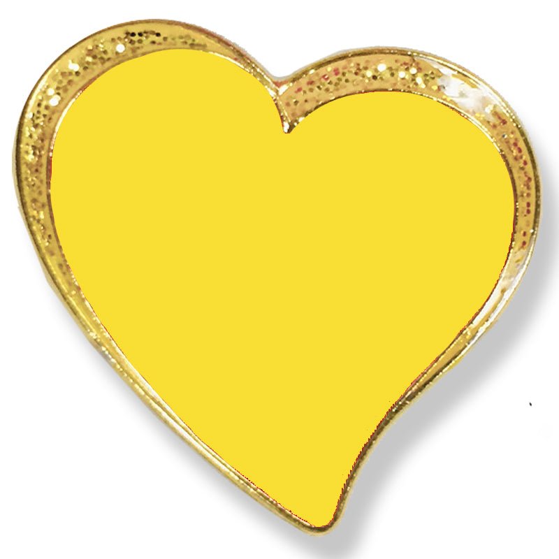 1 Inch Modern Sparkled Enameled Heart with Gold Border Lapel Pin-Customized Print-Brooches & Lapel Pins-Lapel Pin Corner