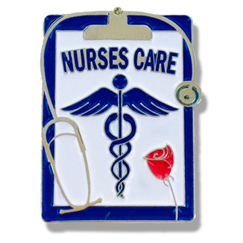 1 Inch Nurses Care with Caduceus Enameled Lapel pin-Brooches & Lapel Pins-Lapel Pin Corner