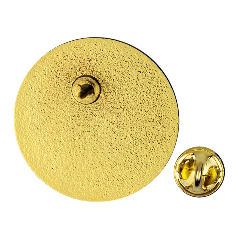 1 Inch Round Die Struck Gold Lapel Pin with Butterfly Clutch Backing-Holds 7/8 Inch Insert-Brooches & Lapel Pins-Lapel Pin Corner