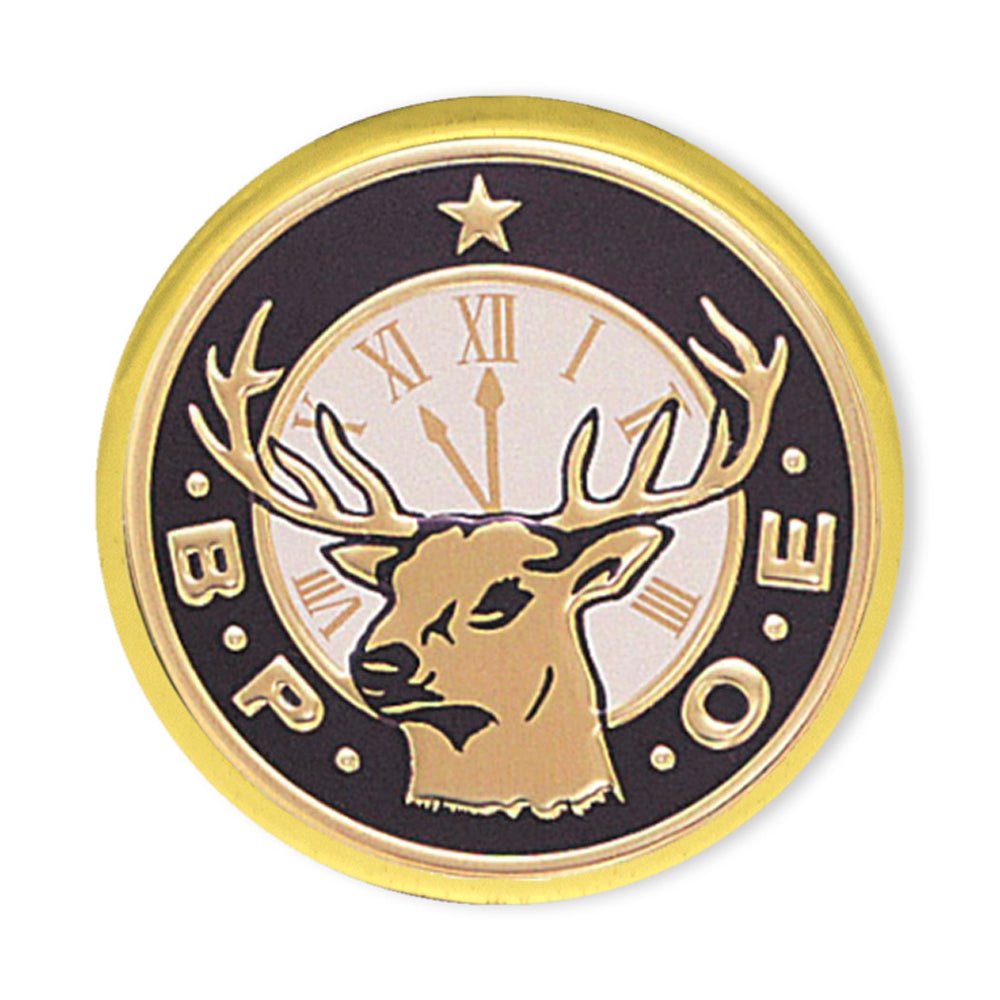 1 Inch Round Die Struck Gold Lapel Pin with Pin Bar Backing-Holds 7/8 Inch Insert-Brooches & Lapel Pins-Lapel Pin Corner