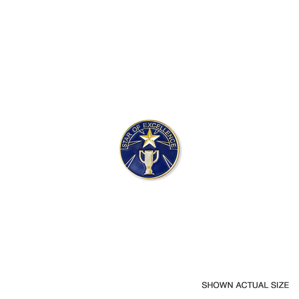 1 Inch Round "Star of Excellence" Lapel Pin-Brooches & Lapel Pins-Lapel Pin Corner