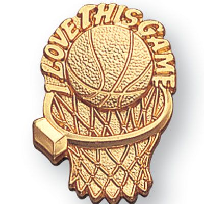 1 Inch Basketball and Hoop Chenille Pin - Lapel Pin Corner