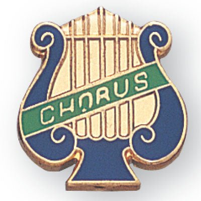 1 Inch "Chorus" on Music Lyre Enameled Lapel Pin - Lapel Pin Corner