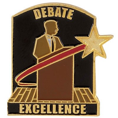 1 Inch "Debate Excellence" Gold Enameled Lapel Pin - Lapel Pin Corner