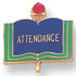 1 Inch Gold "Attendance" on Book with Torch Enameled Lapel Pin - Lapel Pin Corner