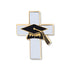 1 Inch Gold Enameled Graduate Cap on White Cross Lapel Pin - Lapel Pin Corner