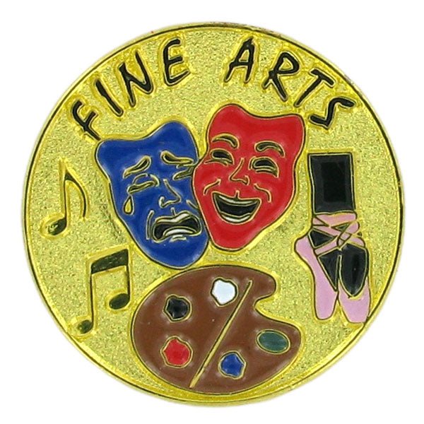 1 Inch Gold "Fine Arts" Enameled Lapel Pin - Lapel Pin Corner