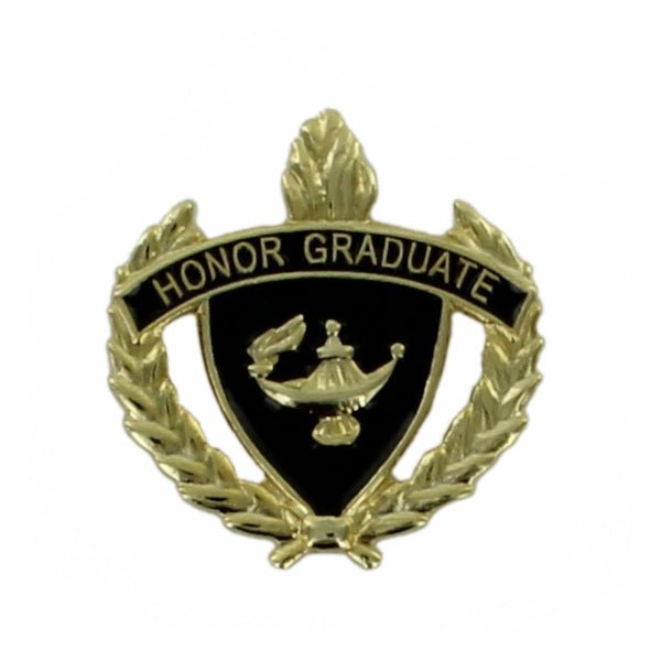 1 Inch Gold "Graduate" wih Lamp of Learning and Wreaths Enameled Lapel Pin - Lapel Pin Corner