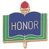 1 Inch Gold "Honor" on Book with Torch Enameled Lapel Pin - Lapel Pin Corner