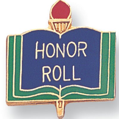 1 Inch Gold "Honor Roll" on Book with Torch Enameled Lapel Pin - Lapel Pin Corner