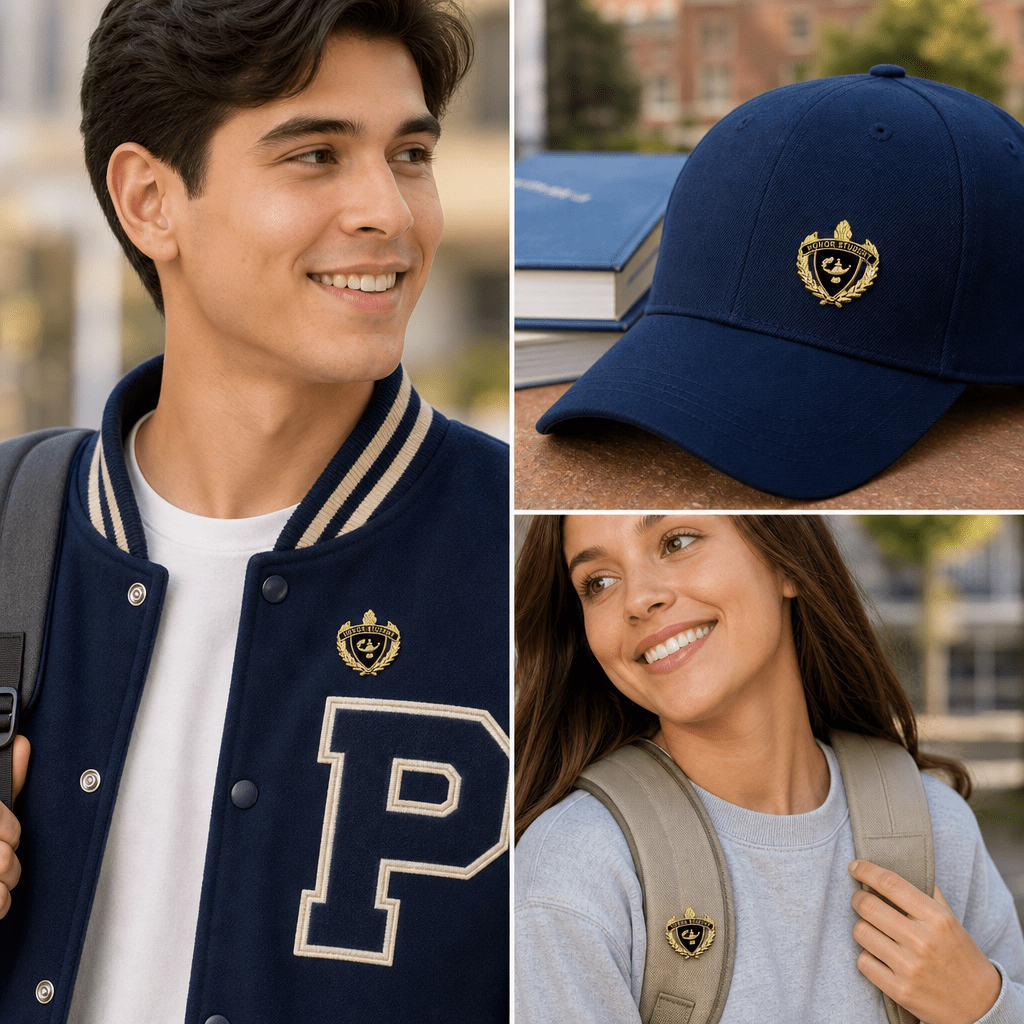 1 Inch Gold "Honor Student" with Lamp of Learning and Wreaths Enameled Lapel Pin - Lapel Pin Corner