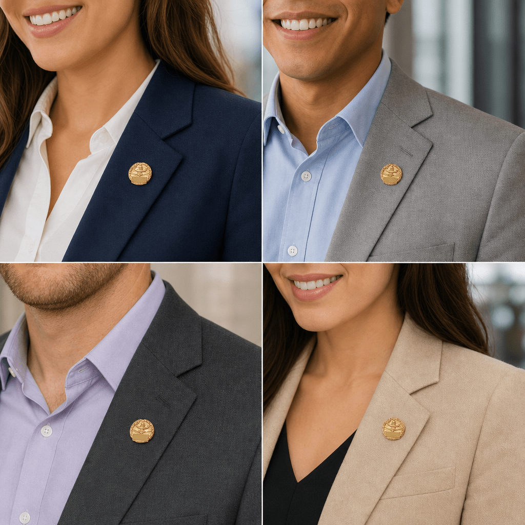 1 Inch Gold Lamp of Learning Pin with Wreath Border Lapel Pin-Imprint Option - Lapel Pin Corner