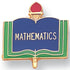 1 Inch Gold "Mathematics" on Book with Torch Enameled Lapel Pin - Lapel Pin Corner