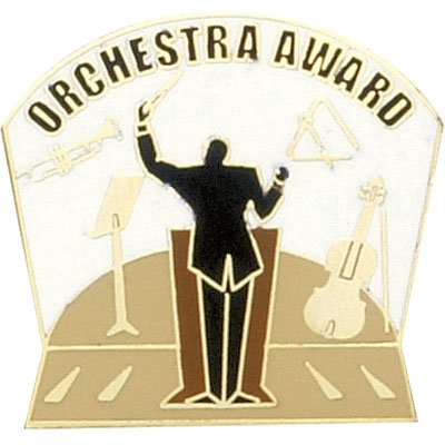 1 Inch Gold "Orchestra Award" w/ Maestro Enameled Lapel Pin - Lapel Pin Corner
