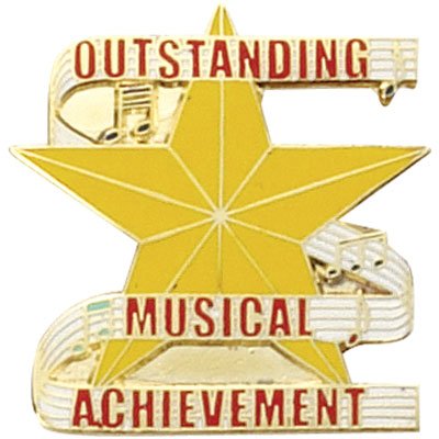 1 Inch Gold "Outstanding Musical Achievement" w/ Star Enameled Lapel Pin - Lapel Pin Corner