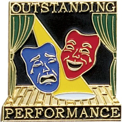 1 Inch Gold Outstanding Performance with Drama Masks Enameled Lapel Pin - Lapel Pin Corner