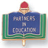 1 Inch Gold "Partners in Education" on Book with Torch Enameled Lapel Pin - Lapel Pin Corner