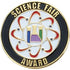 1 Inch Gold "Science Fair Award" w/ Chemistry Flasks and Atoms Enameled Lapel Pin - Lapel Pin Corner