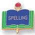 1 Inch Gold "Spelling" on Book with Torch Enameled Lapel Pin - Lapel Pin Corner