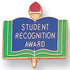 1 Inch Gold "Student Recognition Award" on Book with Torch Enameled Lapel Pin - Lapel Pin Corner