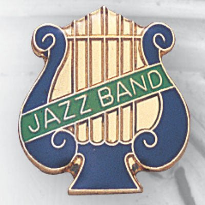 1 Inch Green "Jazz Band" on Music Lyre Enameled Lapel Pin - Lapel Pin Corner